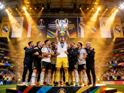 颁奖典礼上冠军球队举起奖杯的荣耀时刻